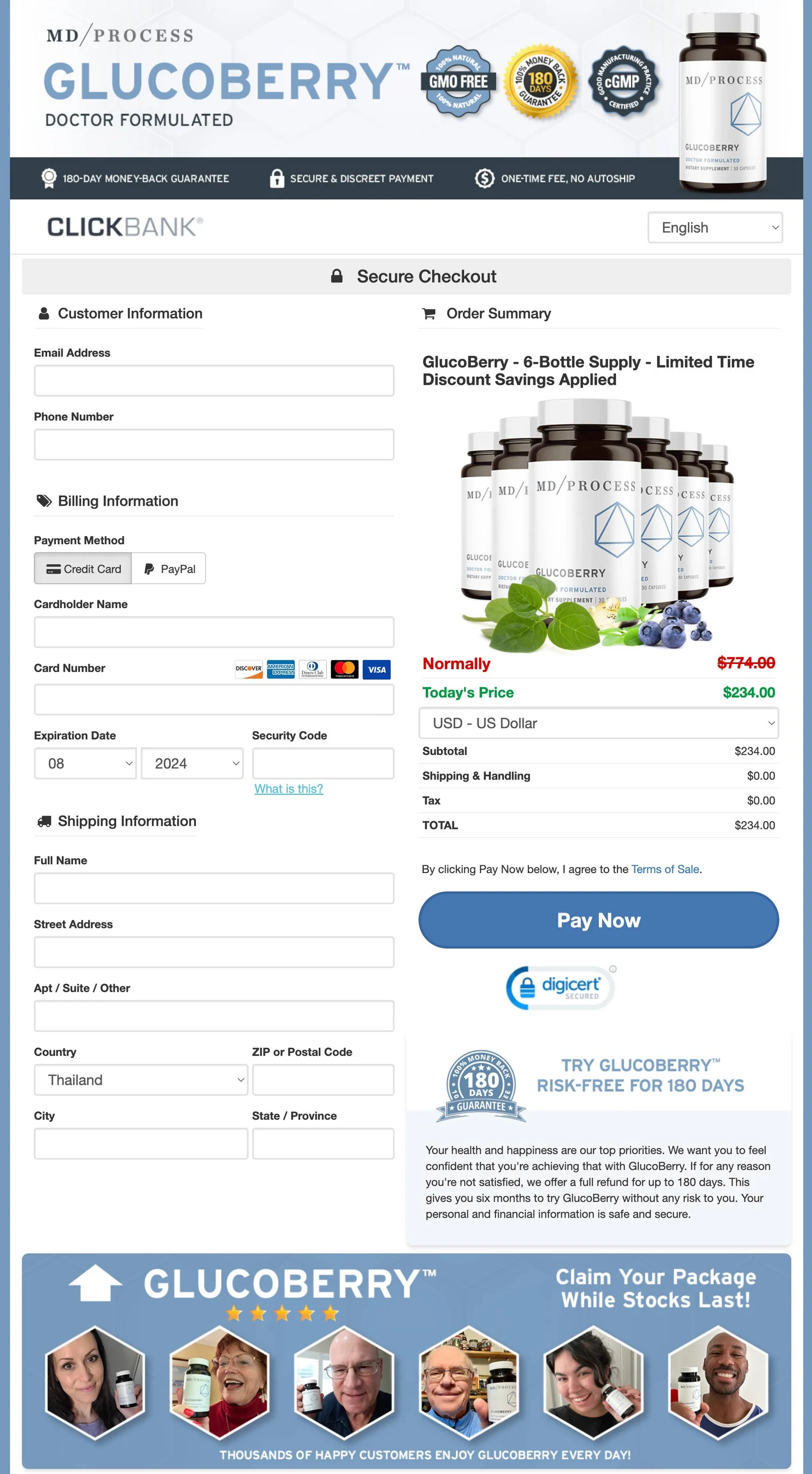 Glucoberry Order Page